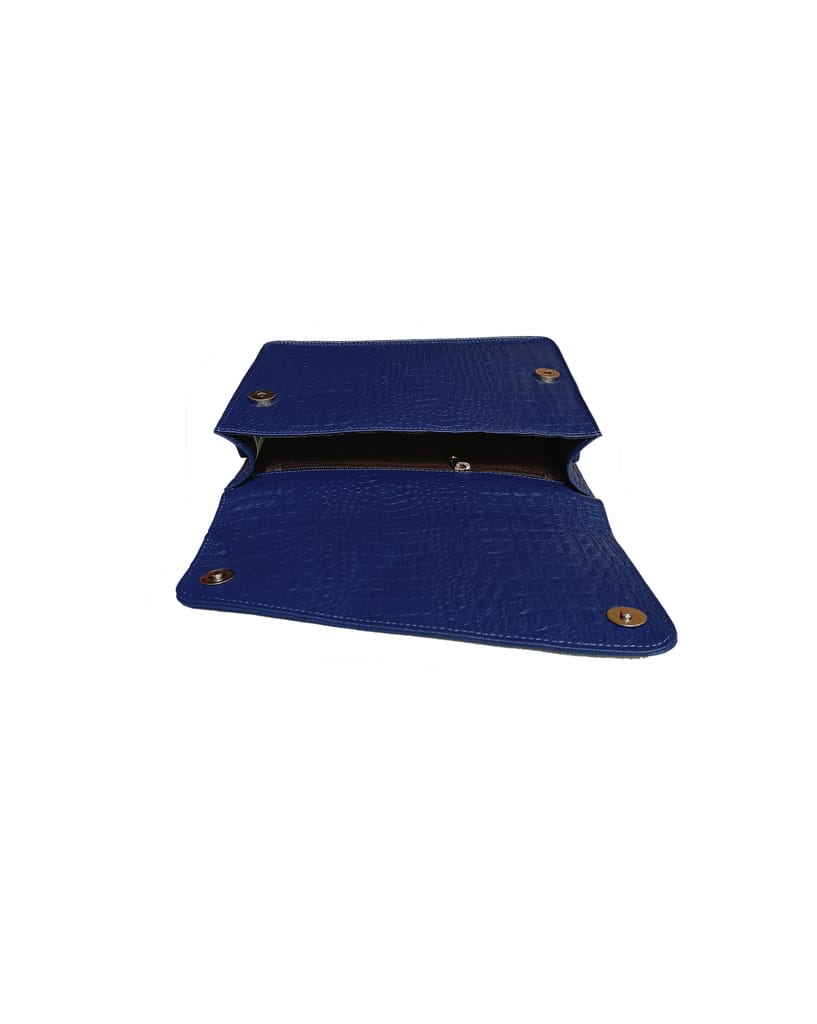 Elegant Croc-Textured Leather Sling Bag - Royal Blue view 2