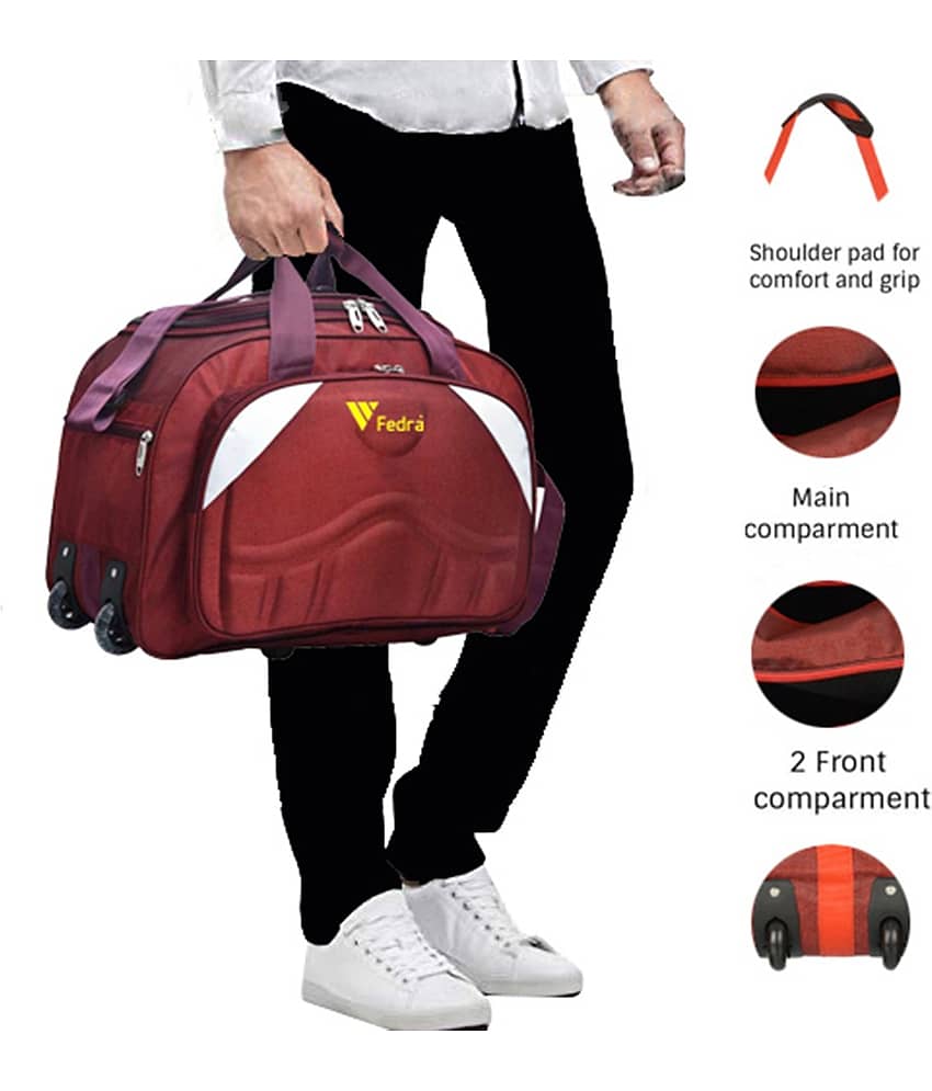 FEDRA - 40 Ltrs Red Polyester Duffle Bag view 2