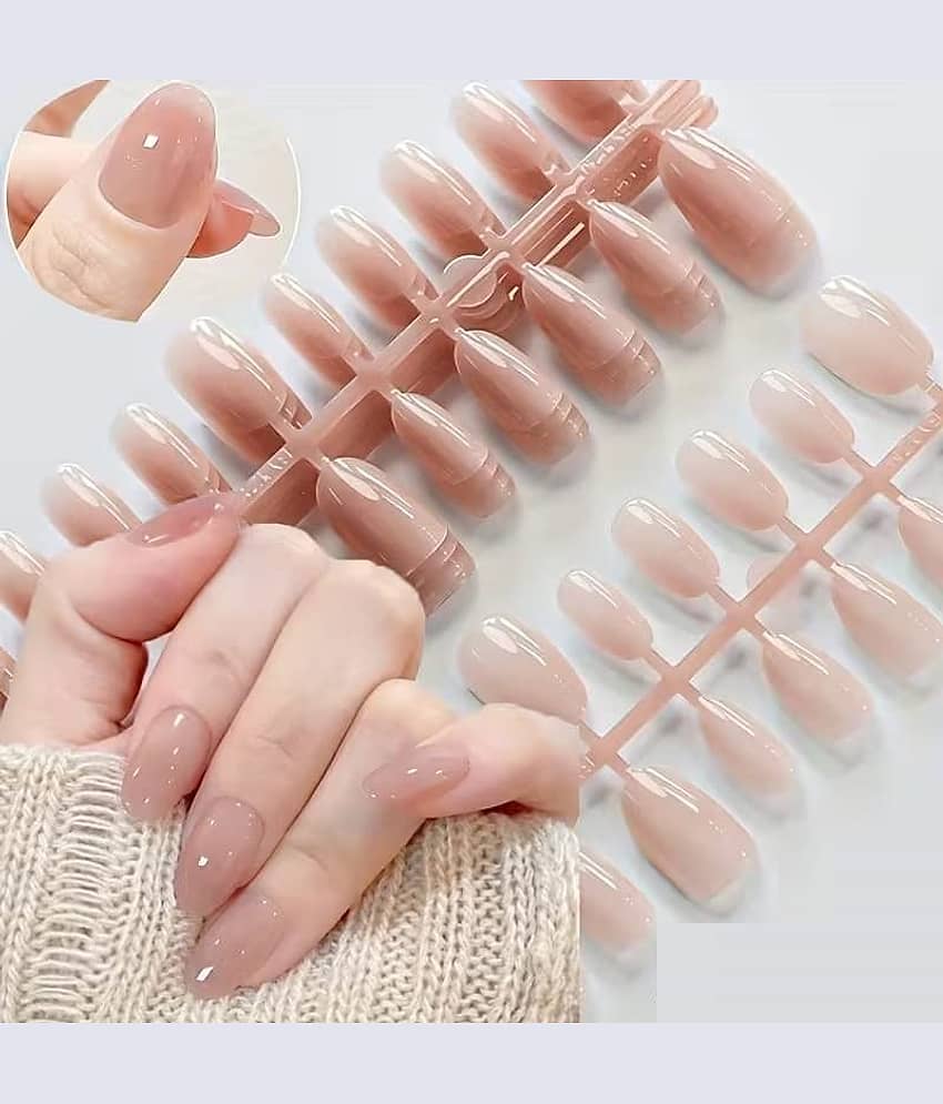 Dust N Shine Fake Nails 24 Pcs Press On Nails with Glue Sticker for Women view 2