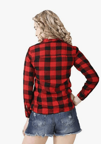 Kanzul -Fashion Passion Women's Checkered Casual Button Down Shirt view 2
