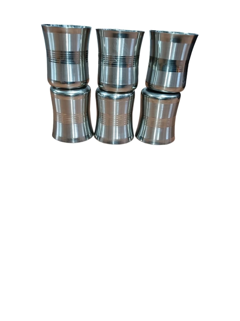 Stainless steel glass set (damru design) set of 6 view 2
