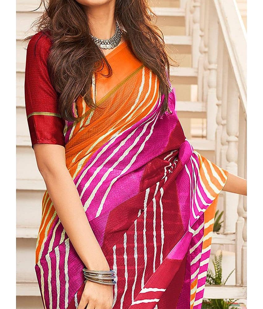 BLEESBURY Mysore Silk Printed Saree With Unstitched Blouse Piece ( Multicolor ) view 2