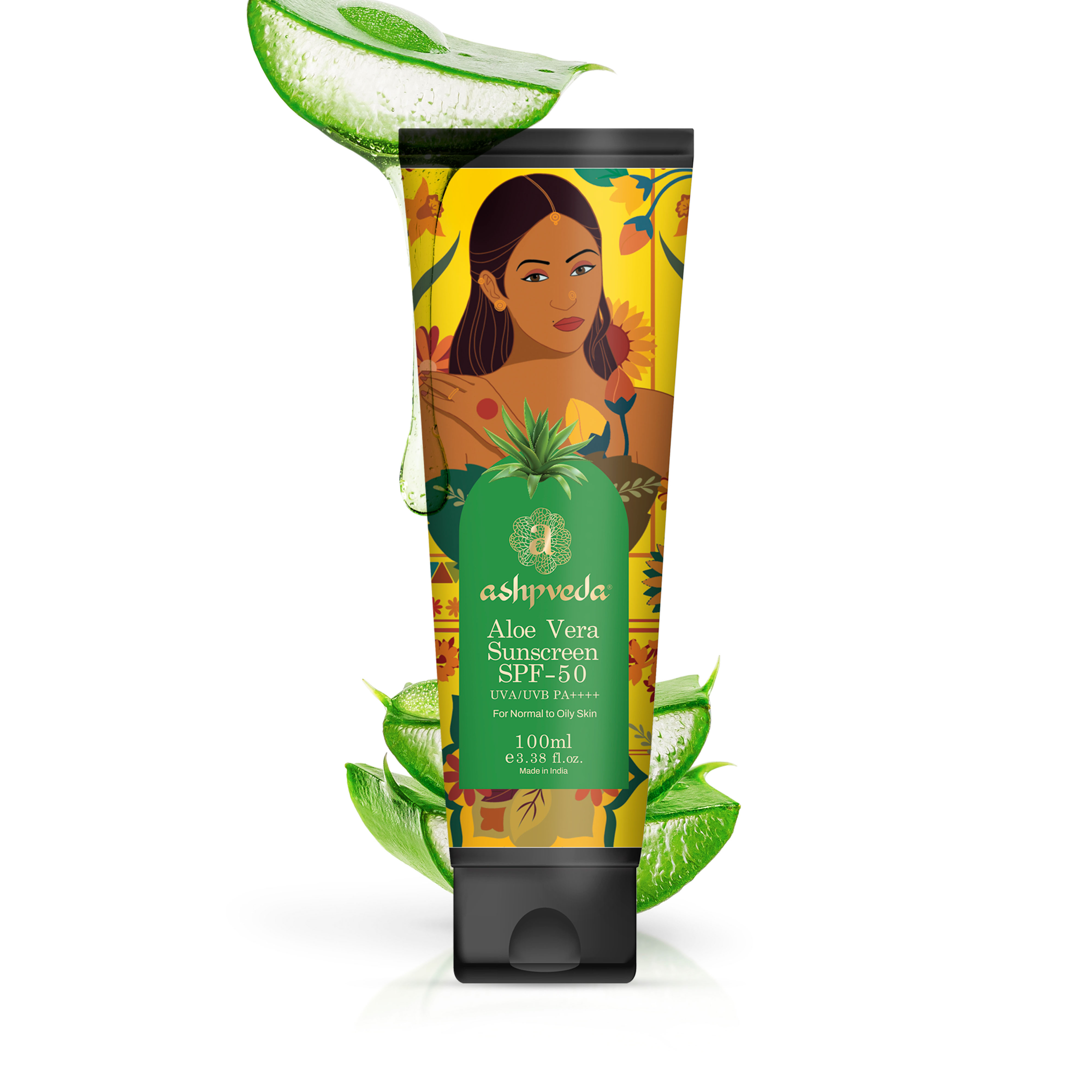 ashpveda Aloe Vera Sunscreen SPF50 PA++++ UV Protection