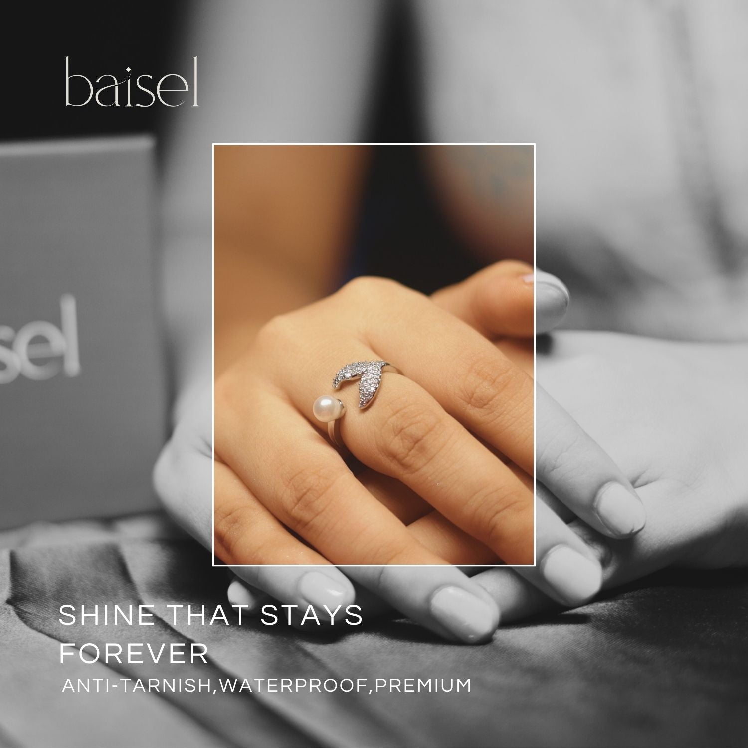 Leaf & Pearl Open Ring view 2