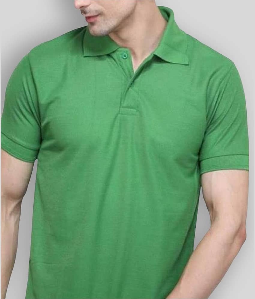 SKYRISE Pack of 1 Cotton Blend Slim Fit Solid Half Sleeves Men's Polo T Shirt ( Green ) view 2
