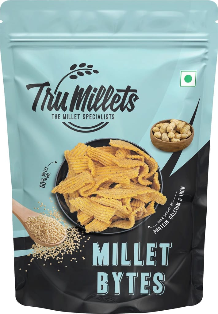 Trumillets Healthy Millet Snack for Kodo Millet Bites | Indian Masala Crispy Namkeen | Healthy And Hygienic Snacks | High Protein & Fiber Snack | No Preservative (Each 125 Gm Pack of 3) view 2