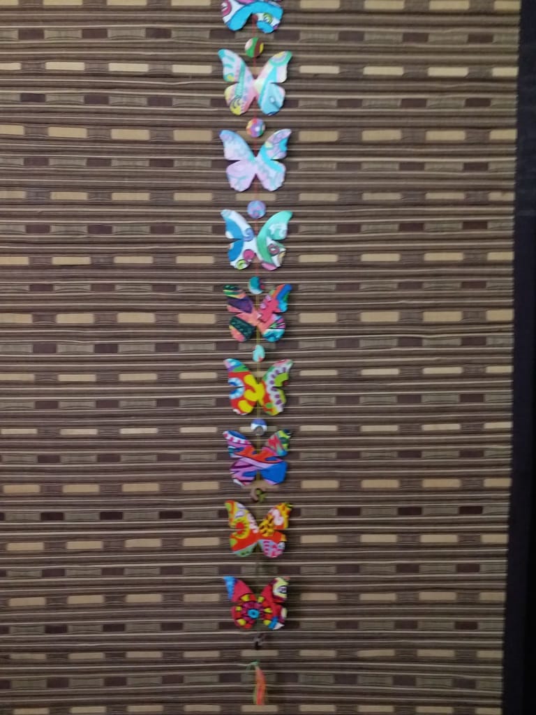 BRIGHT COLOR BUTTERFLY SHAPED BUNTING WITH TASSEL 1 view 2