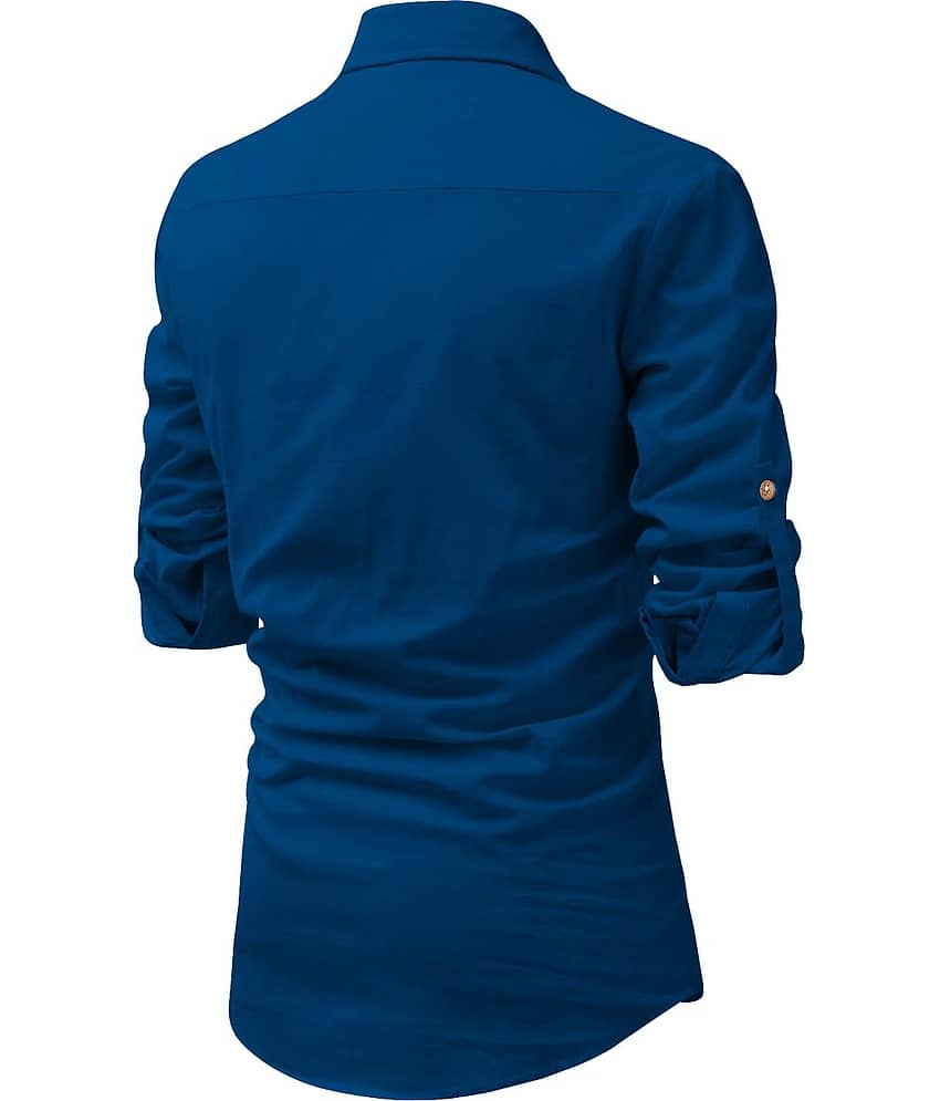 UNI VIBE Olive Cotton Blend Men's Shirt Style Kurta ( Pack of 1 ) view 2