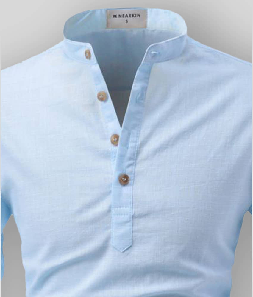 Life Roads - Sky Blue Cotton Men's Shirt Style Kurta ( Pack of 1 ) view 2