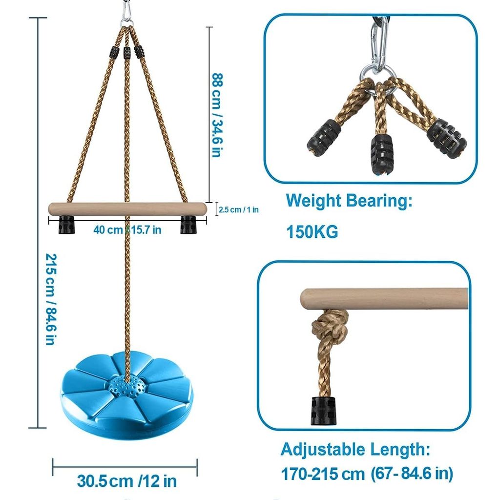 REZNOR Disc Swing for Kids, Swing Set Accessories, 7FT Height Adjustable Gym Monkey Bars, Tree Swing for Backyard view 2