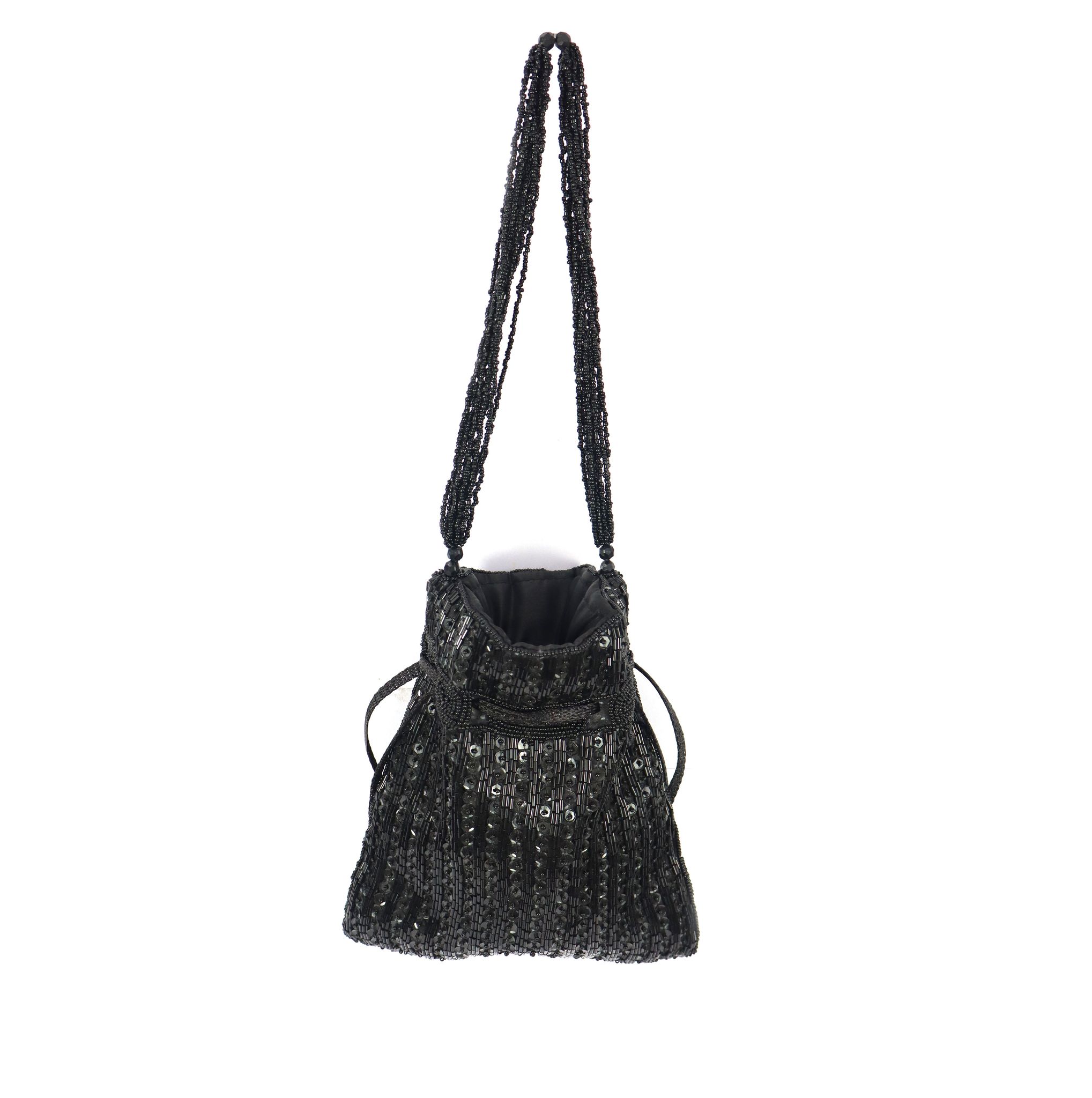 Unique Embellished Sequins Handwork Potli Bag for Girls and Womens - Black view 2