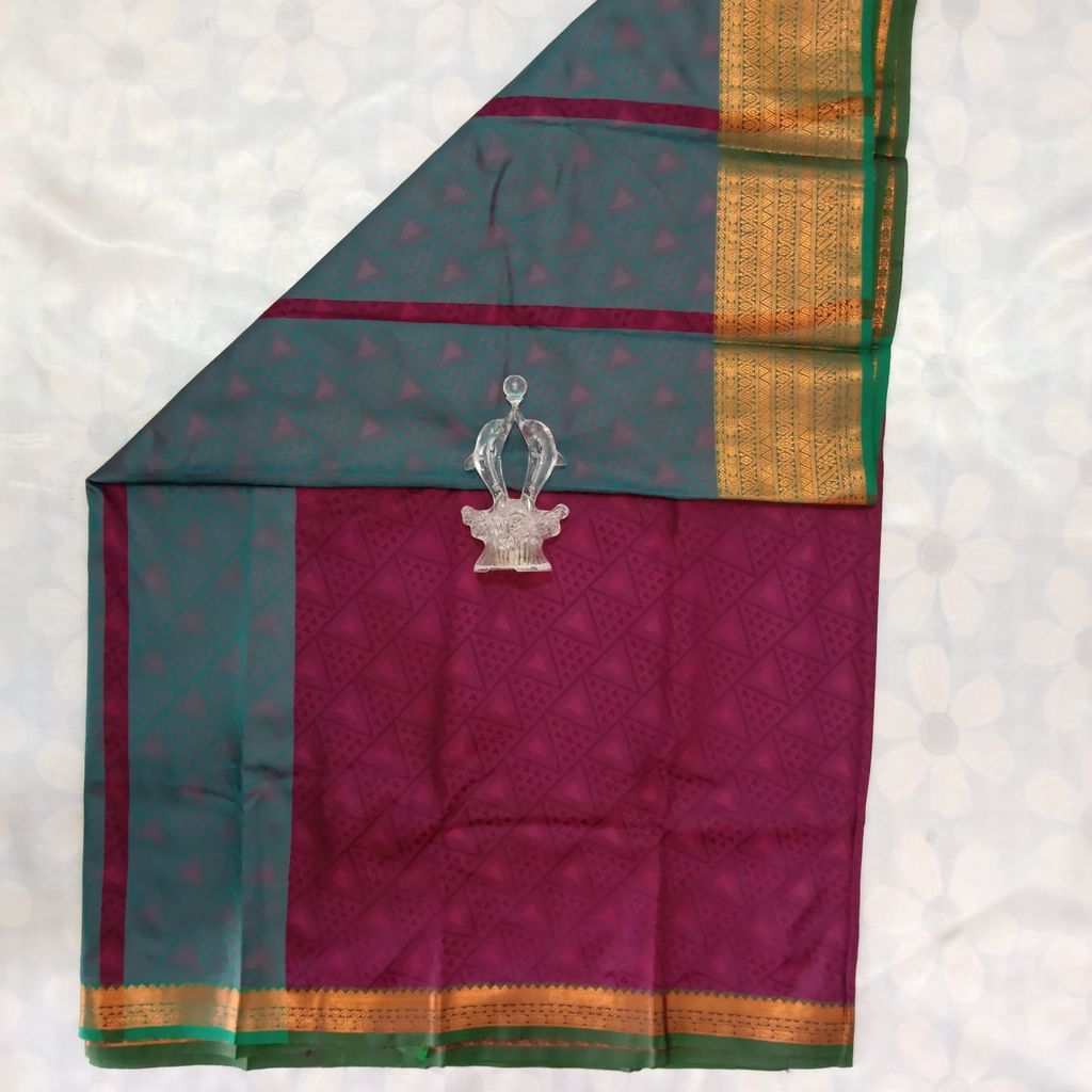 Poonthamil Silk Cotton Saree with Blouse - Light plum view 2