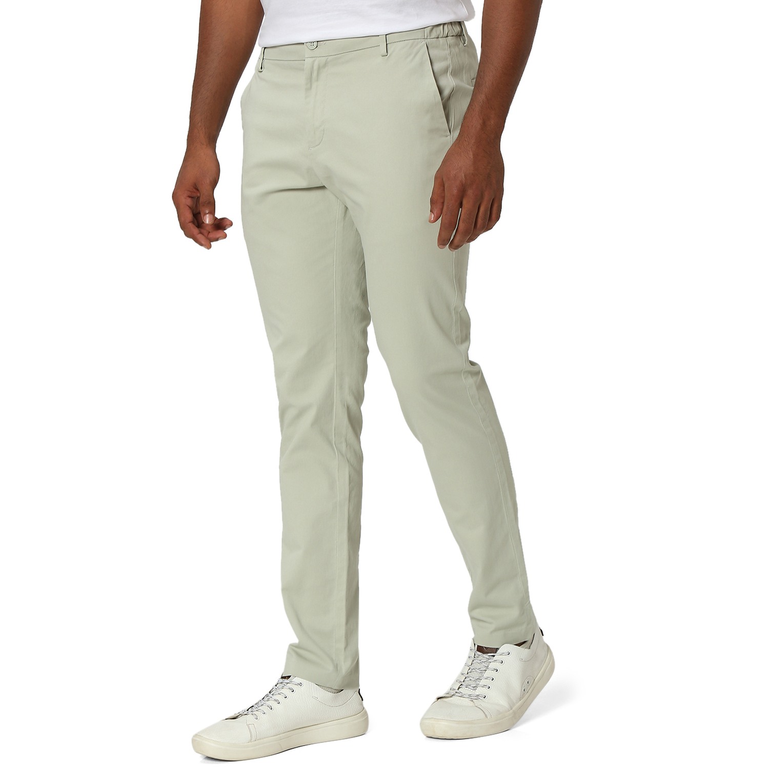 Light Green Super Slim Fit Stretch Chinos Trouser view 2