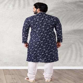 Raivat Ethnic Navy Blue Colour Cotton Kurta Pajama 1179 view 2