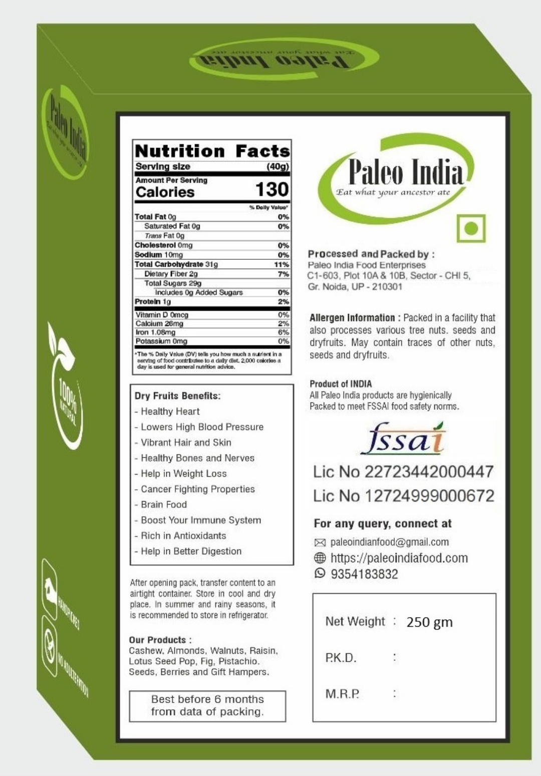 Paleo India 250gm Kishmish Raisins Naturally Sweet Seedless Juicy and Nutrient-Rich Dried Fruits | Perfect for Snacking Baking Cooking Gifting and Healthy Energy Boost view 2