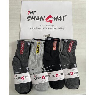 JHF Shanghai Ankle-Length Sports Socks Cotton Blend with Moisture Wicking (Pack of 4) view 2