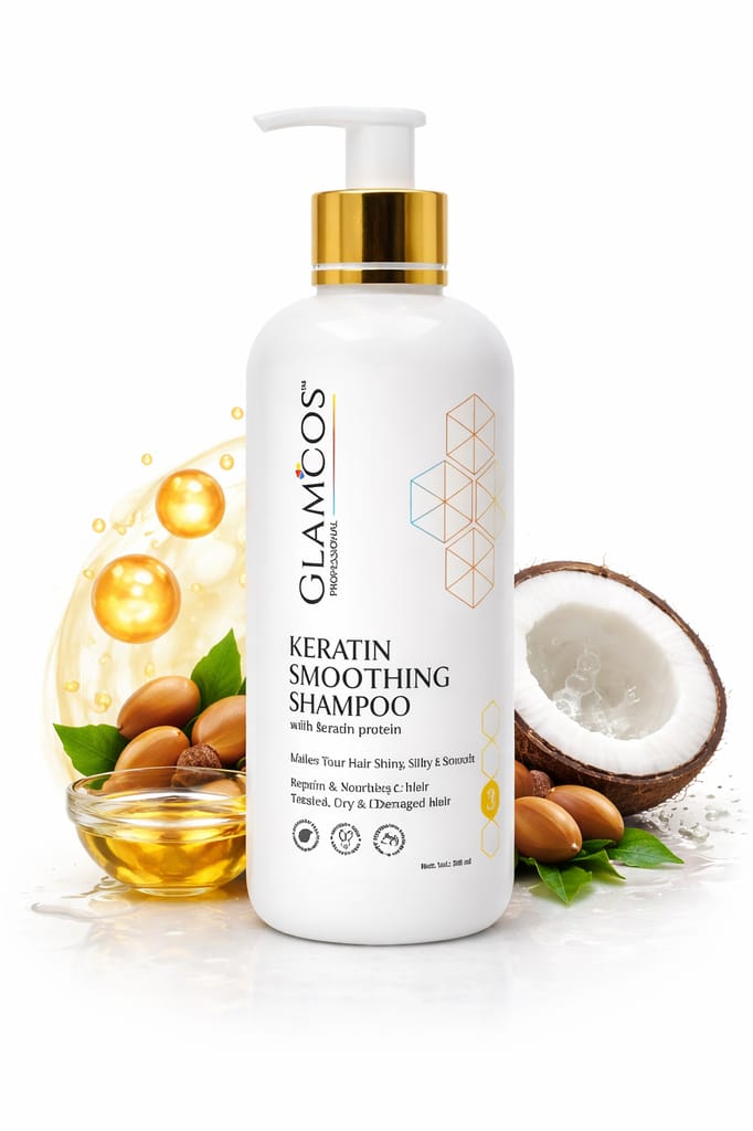 Glamcos Keratin Smoothing Shampoo with Keratin Protein | Salon Cleanse for Chemically Treated, Dry & Damaged Hair | Restores Strength, Smoothness & Shine – 300 ml view 2