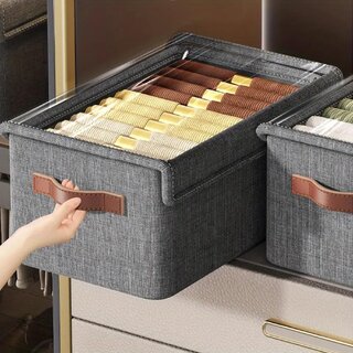Wardrobe Organizer For Clothes, Storage Basket with Lid Dustproof Organisers Storage Box with Metal frame Clothes Cover view 2