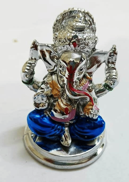 Ayushmann Traders Ganesh Idol Car Dashboard - Hindu Ganesha Statue India Ganpati Lord Murti Mandir Diwali Gifts Silver view 2