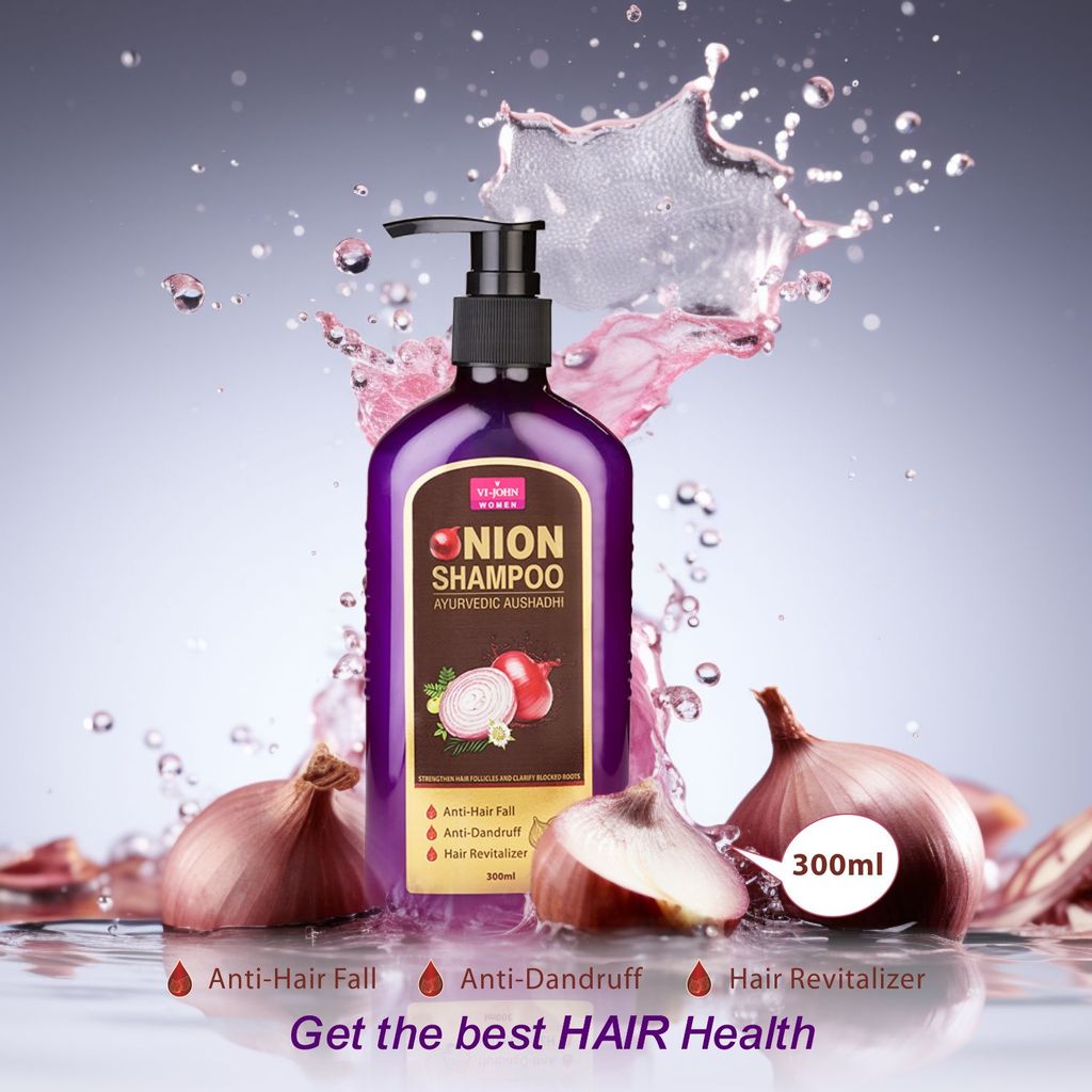 VI-JOHN Onion Shampoo 300ml With Onion Hair Oil 100ml (Combo Pack) view 2