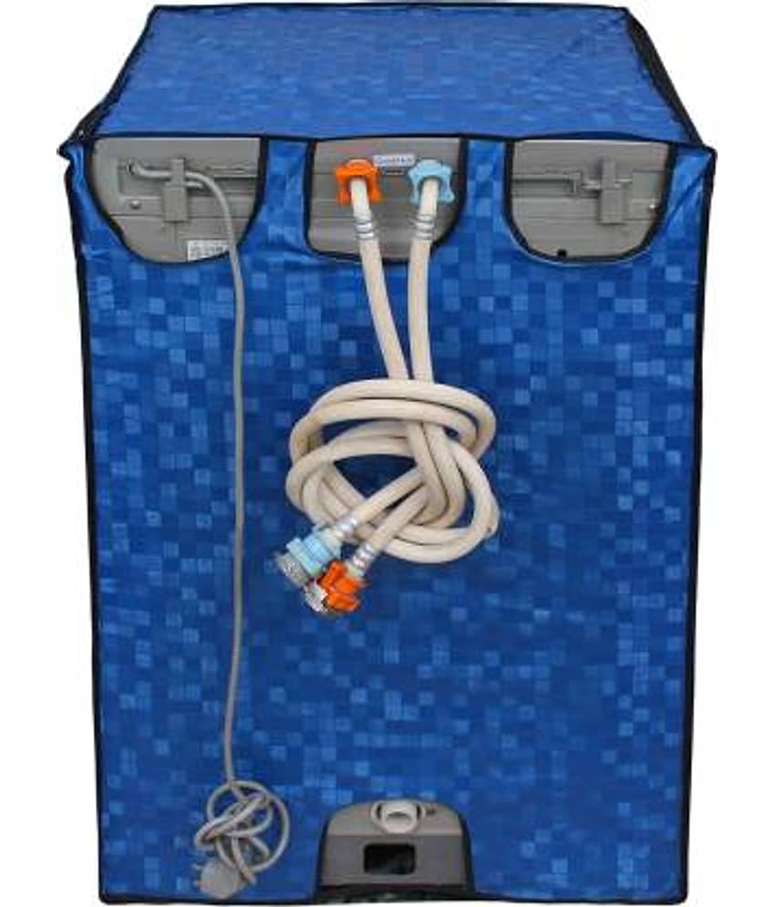 Single PVC Blue Washing Machine Cover for Universal 7 kg Top Load view 2