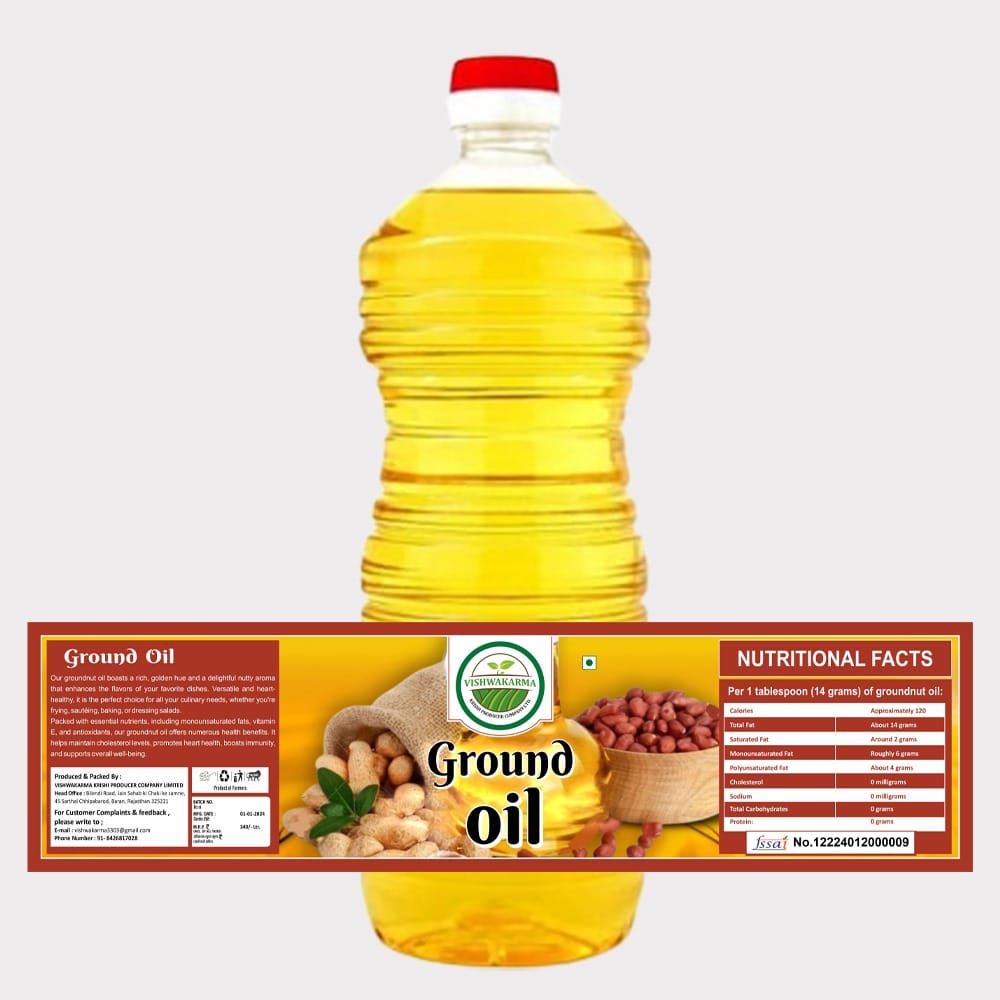 Pure Groundnut Oil 5 ltr - Pack of (5 × 1 Ltr) by Vishwakarma – Healthy Cooking, Made by Farmers view 2