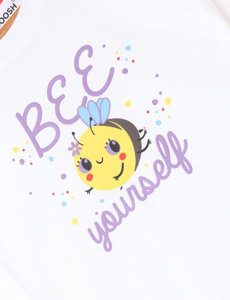 Girls T shirt Cotton White Honeybee view 2