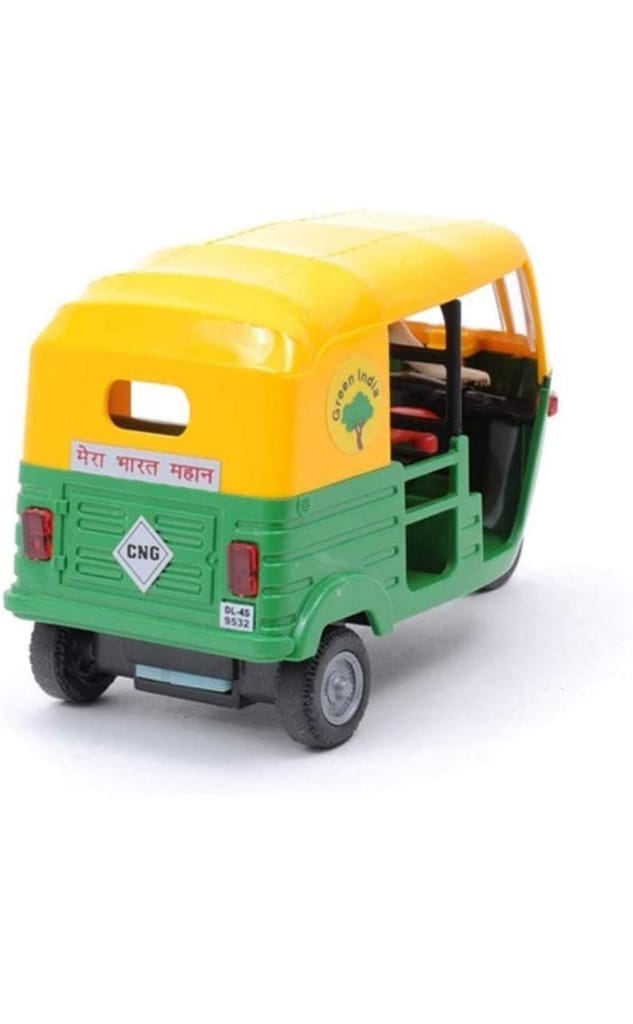 Pull Back Plastic Auto Rickshaw Toy| Wonderfull Design & Bold Look |Soft Edges Miniature Scaled Models for Kids Fun (Pack of 1) view 2