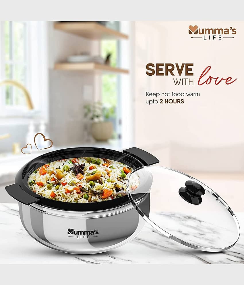 Mumma's Life Silver Steel Serve Casserole ( Set of 3 , 2500,3500,4680 mL ) view 2