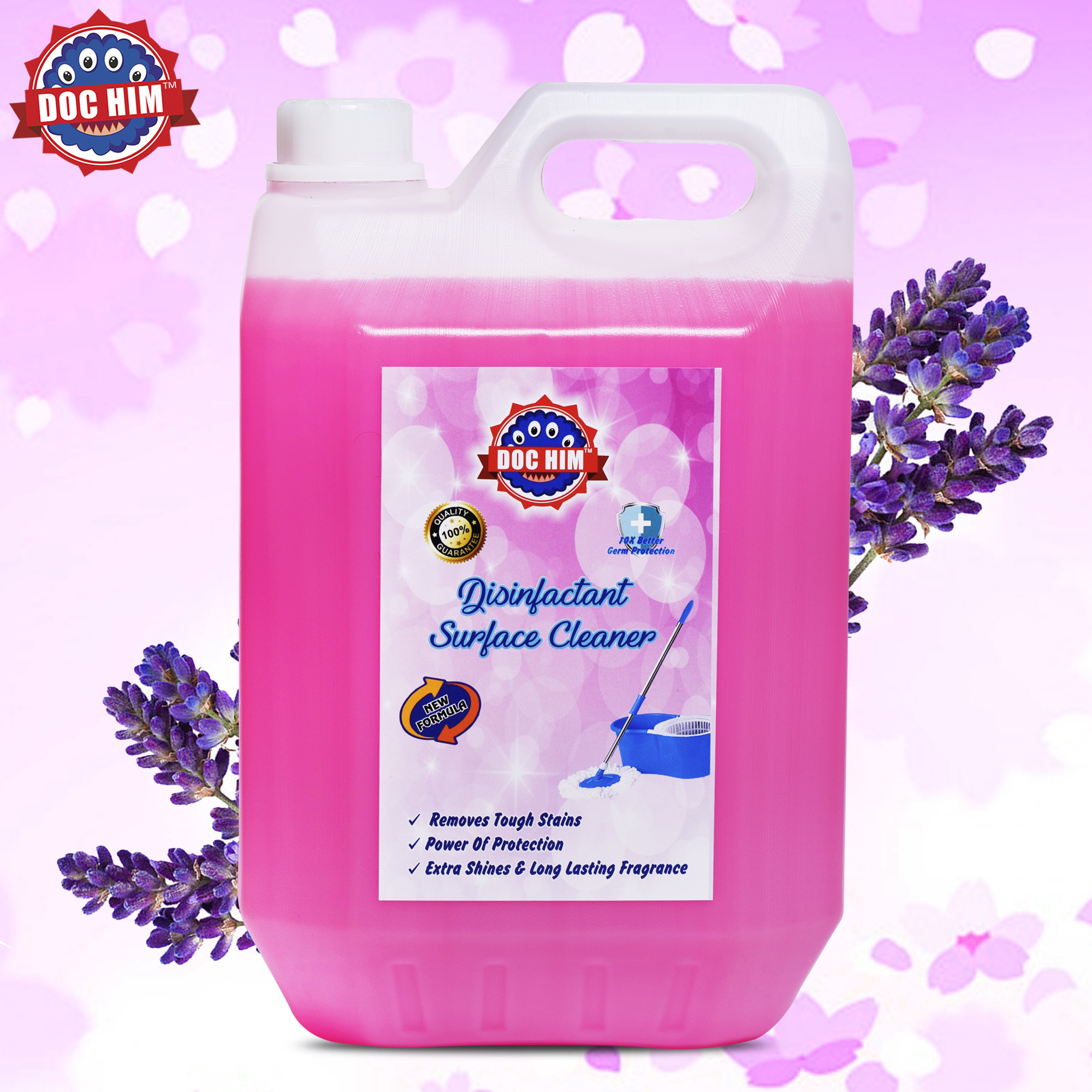 Doc Him Lavender Disinfectant Surface Cleaner Liquid 5 Litre | Best Floor & Multi-Surface Cleaner in India with Lavender Fragrance view 2