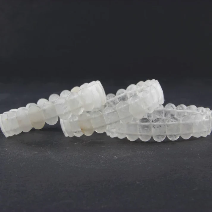 Sahaj Hast Clear Quartz Faceted Oval Bracelet Healing Gemstone Jewelry (Size - 8") view 2