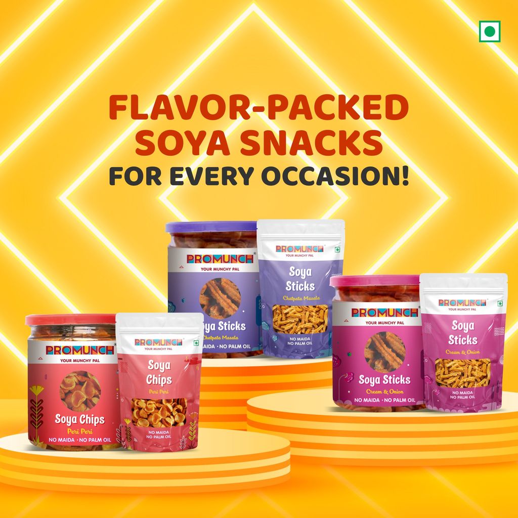 PROMUNCH Combo Pack - Soya Sticks (Chatpata Masala , Cream Onion) - Pack of 2; 80g Each view 2