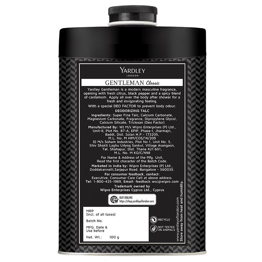 Yardley London Gentleman Classic Talc For Men, 100 gm view 2