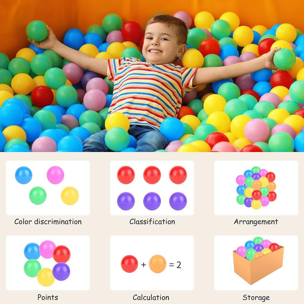 Reznor 7-8 cm Soft and Child-Friendly Multi-Colored Play Pool Balls 11 Vibrant, Engaging, and Easy-to-Hold Plastic Balls Designed for Kids with Gentle Edges view 2