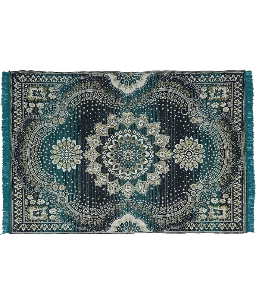 Valtellina Green Velvet Carpet Floral 4x7 Ft view 2