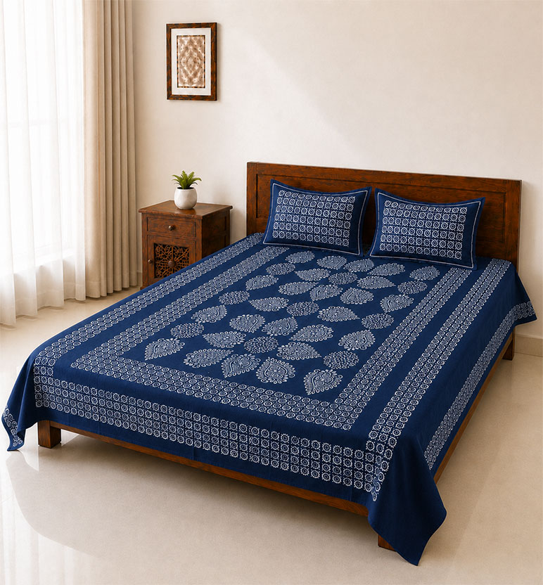 Handcrafted Batik Cotton Double Bed Bedsheet view 2