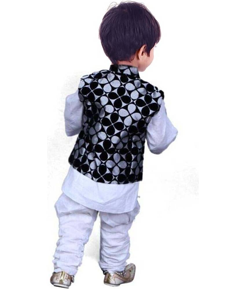 hrr Boys Cotton Blend White Kurta Pyjama Set ( Pack of 1 ) view 2