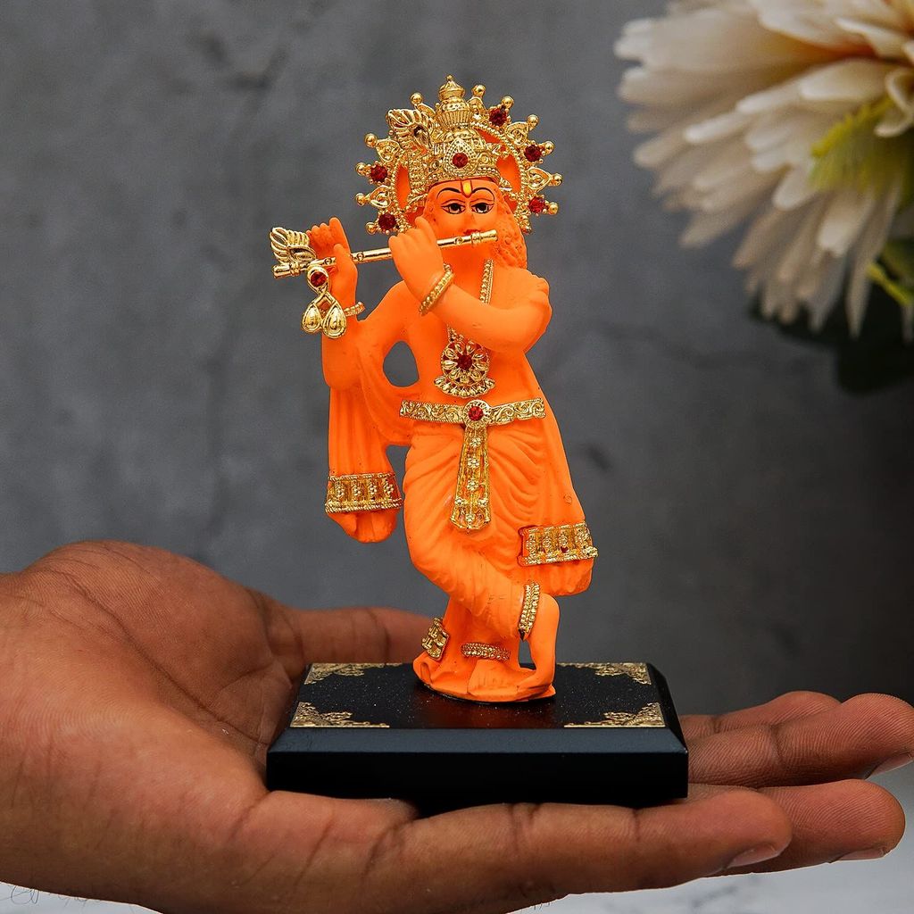 Craftlayout Polyresin Krishna Idol For Car Dashboard 4 Inch view 2