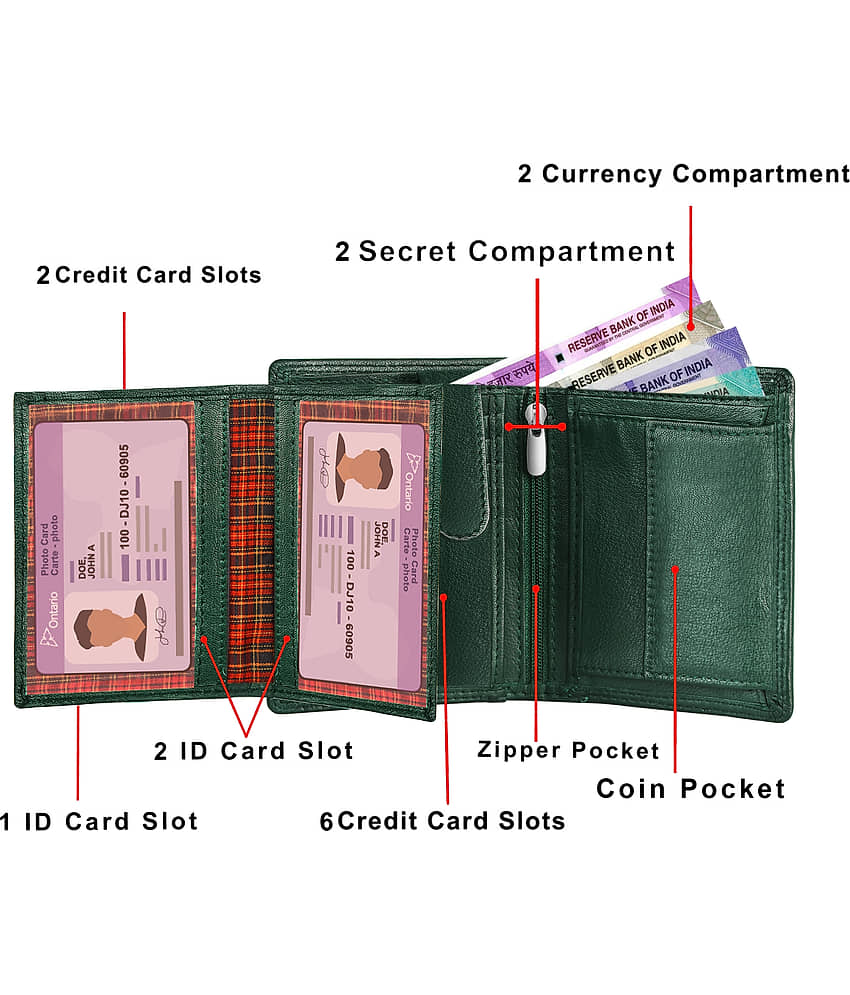 Lorenz Green 100% Leather Men's RFID Wallet ( Pack of 1 ) view 2
