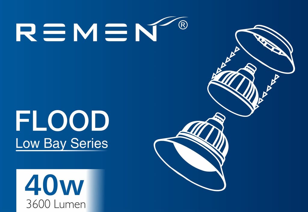 REMEN 40W LED Low Bay Lamp with Reflector | Flood Low Bay Light LED Bulb 40 Watt for Warehouses, Hanging Light, Commercial, Industrial, Supermarket -(Cool White, Pack of 1) view 2