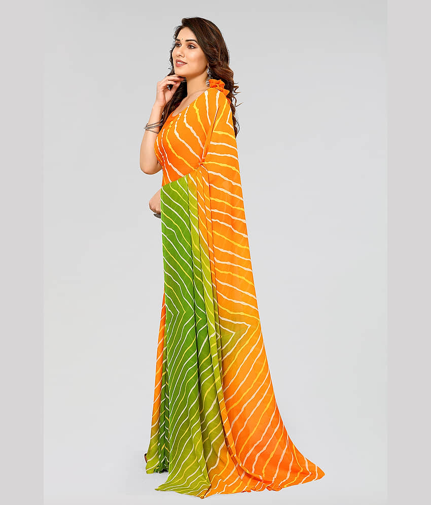ANAND SAREES Georgette Printed Saree With Unstitched Blouse Piece ( Green ) view 2