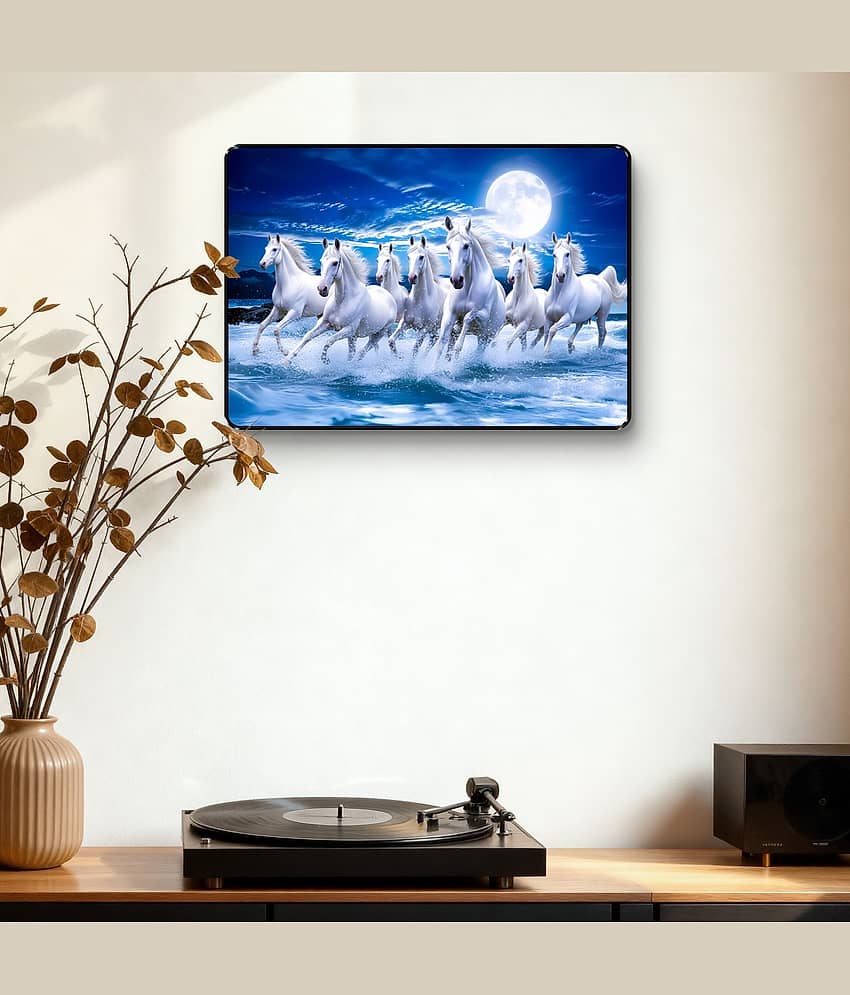 Running White Horses Moonlight Wall Art | Ocean Night UV Print view 2