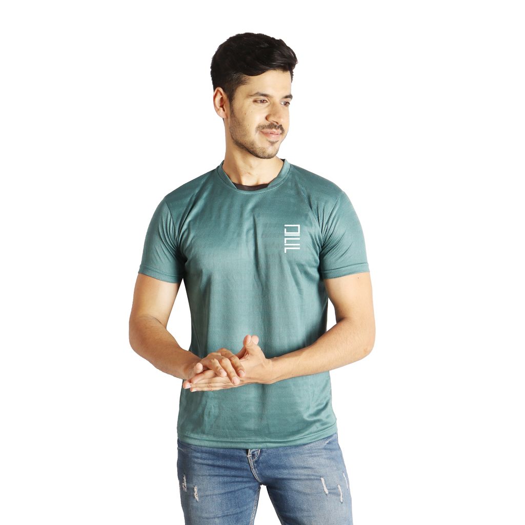 Men Solid Round Neck Polyester Jasper Green T-Shirt 1 set view 2