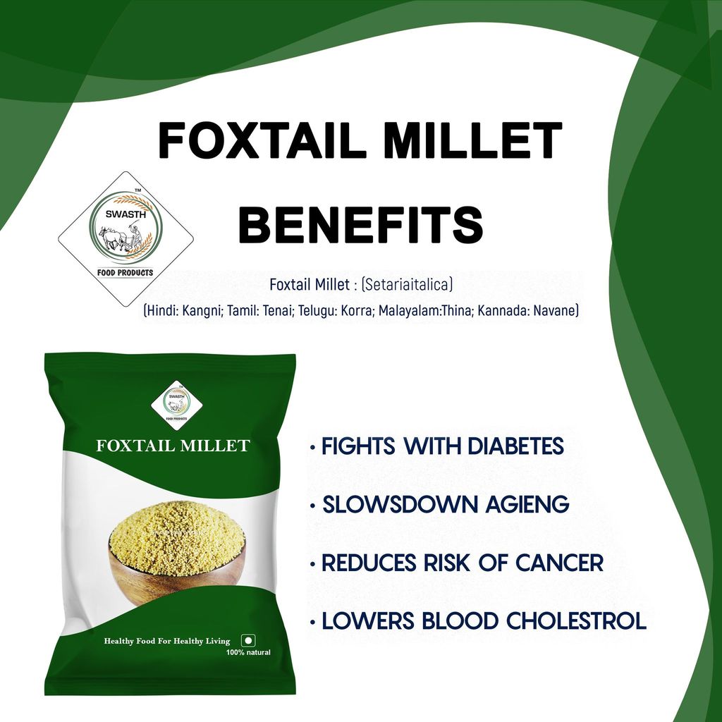 SWASTH Millets Unpolished and Natural Millet Combo Pack of 3 - 1Kg Each (, Browntop, Foxtail,Kodo Millets) view 2