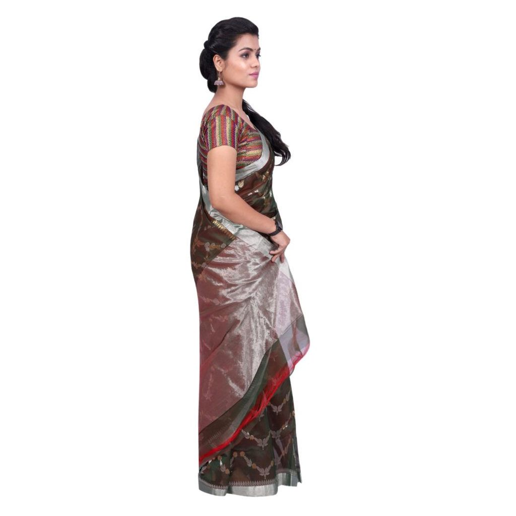 HANDLOOM CHANDERI SAREE- MERCERISED(COTTON+SILK MIX) WITH BLOUSE (SKU - 1SC205280621 SAREE- 74) view 2