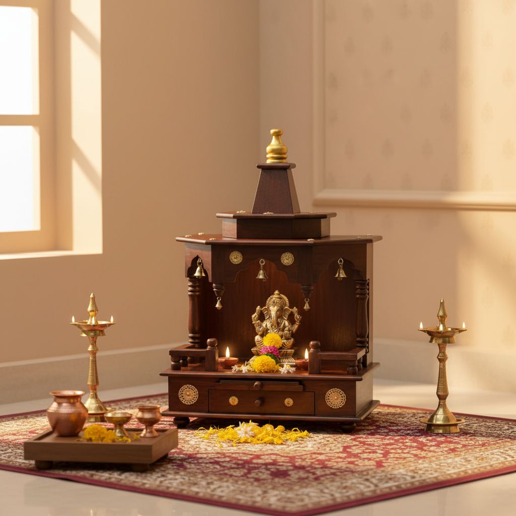 Wooden Wall Temple Mandir-Pooja-Room Decors Mandir view 2