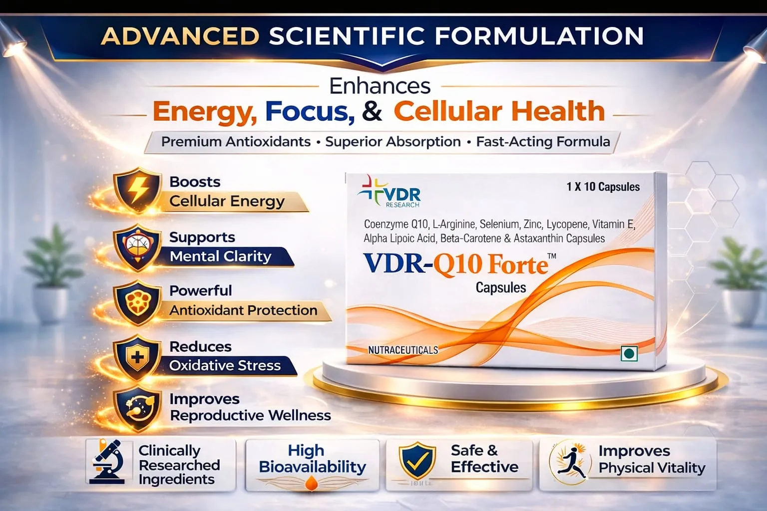 VDR-Q10 FORTE Advanced Cellular Energy & Antioxidant Support 10 Capsules
