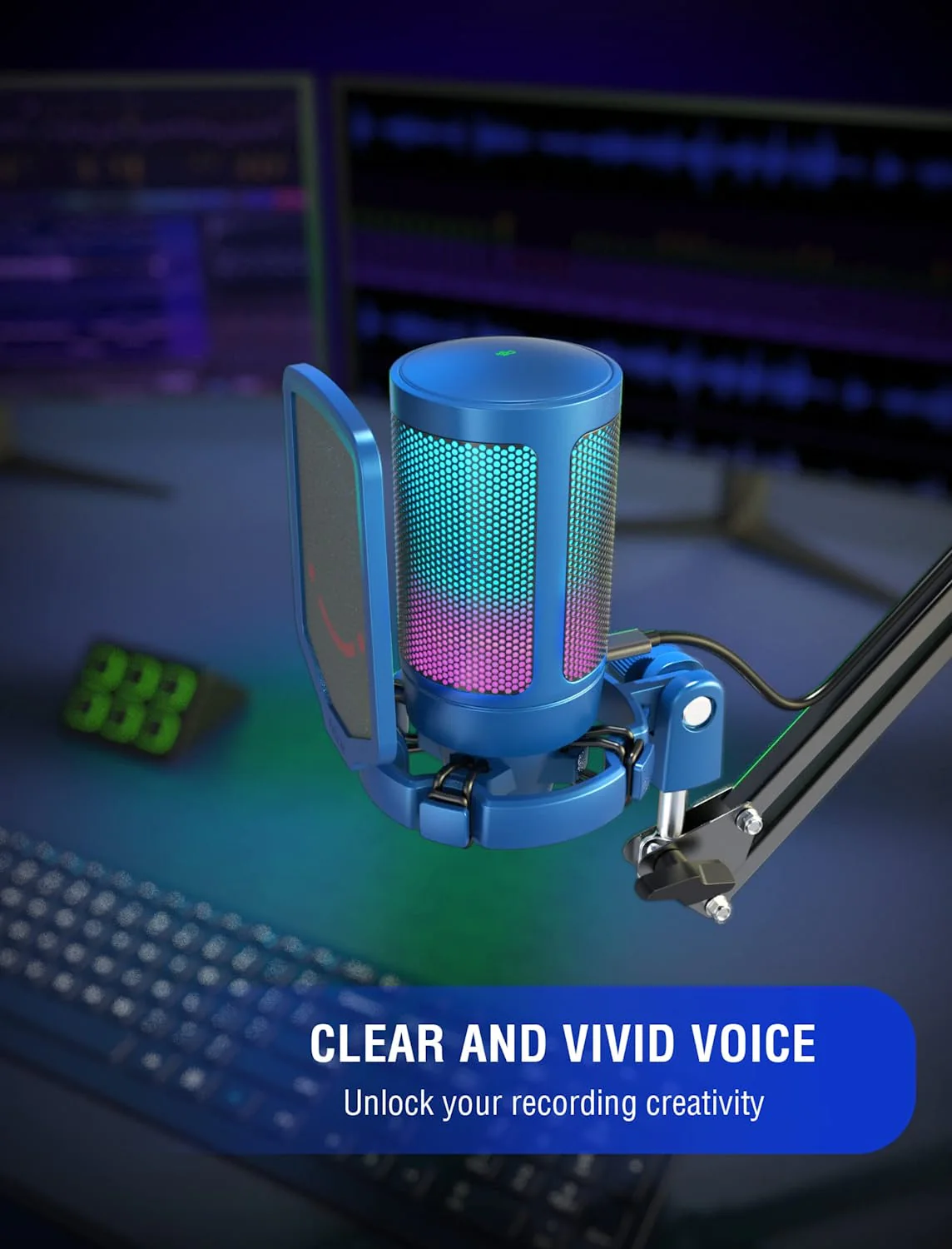 (Refurbished) Fifine Ampligame - A6V USB Gaming Microphone (Blue) view 2