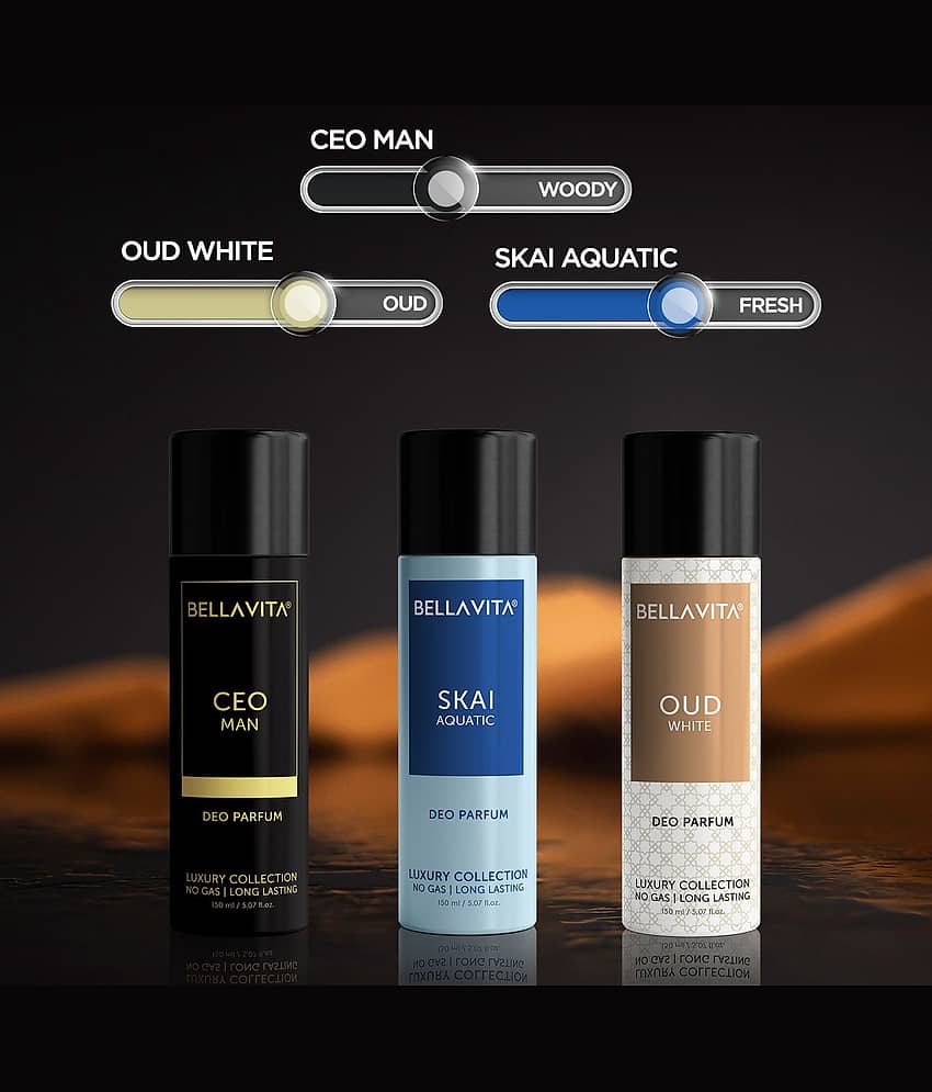 BELLAVITA Deo Men's Body Parfum Combo Deodorant Spray for Men 150 ml ( Pack of 3 ) view 2