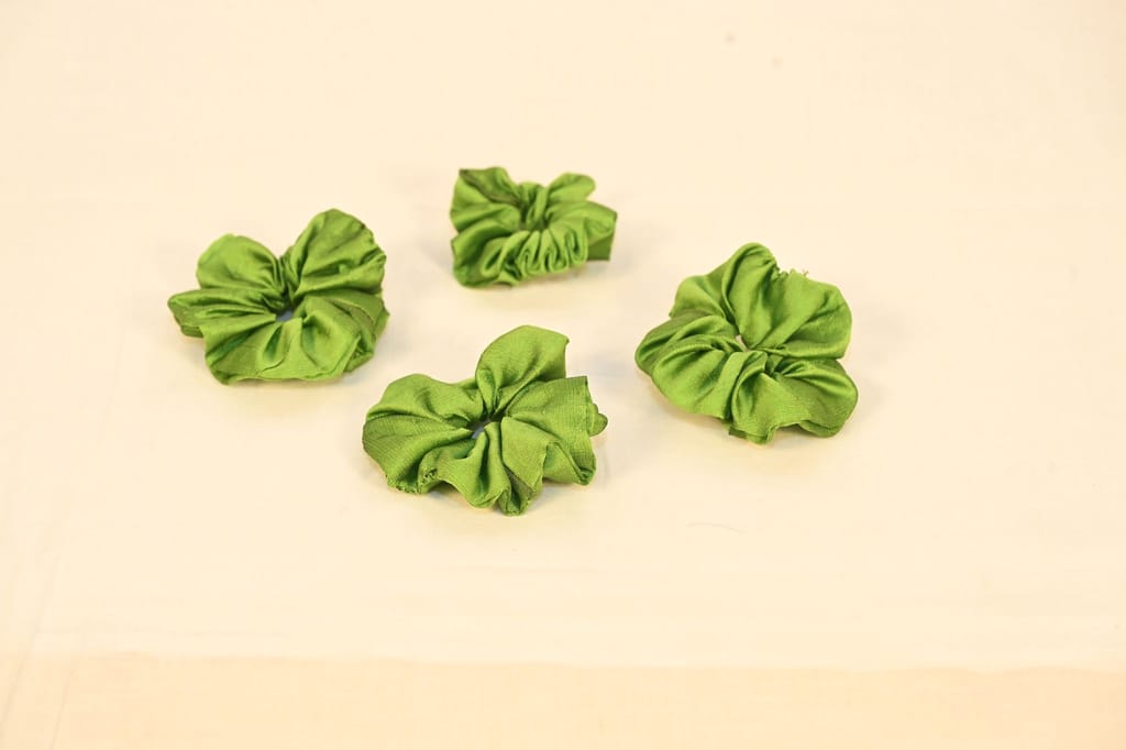 6-Pack of Green Satin Scrunchies view 2